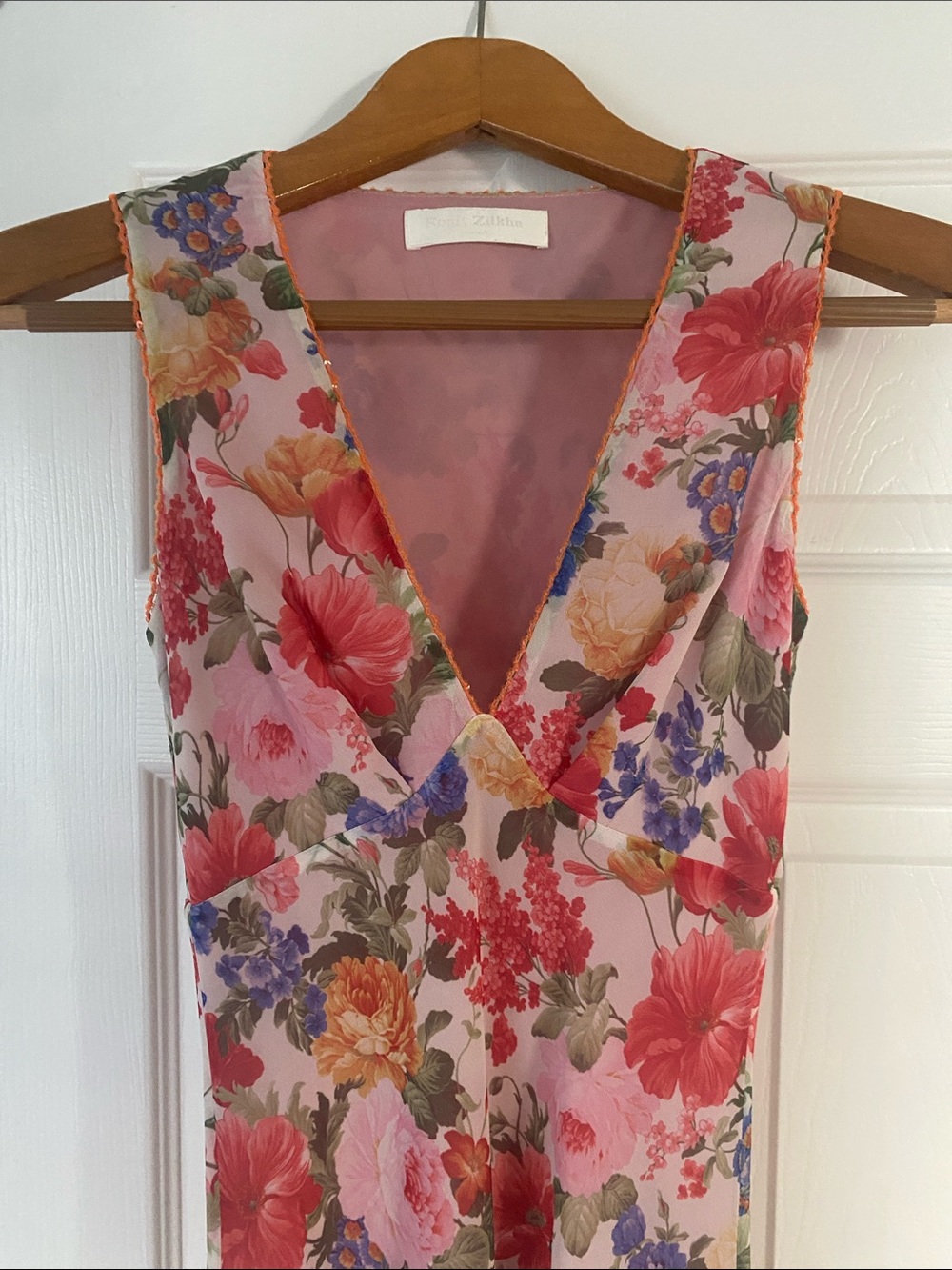 Floral Pink V-Neck Maxi Dress